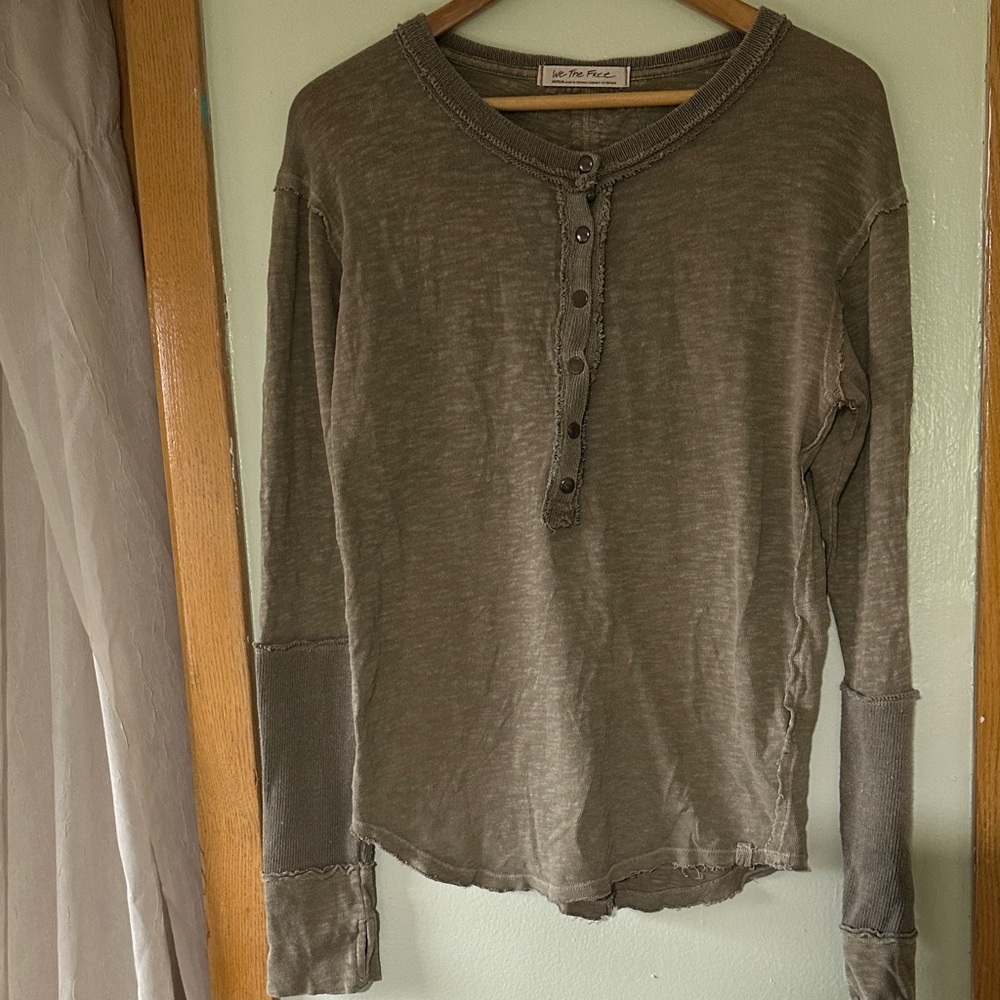 We The Free Olive Henley Top